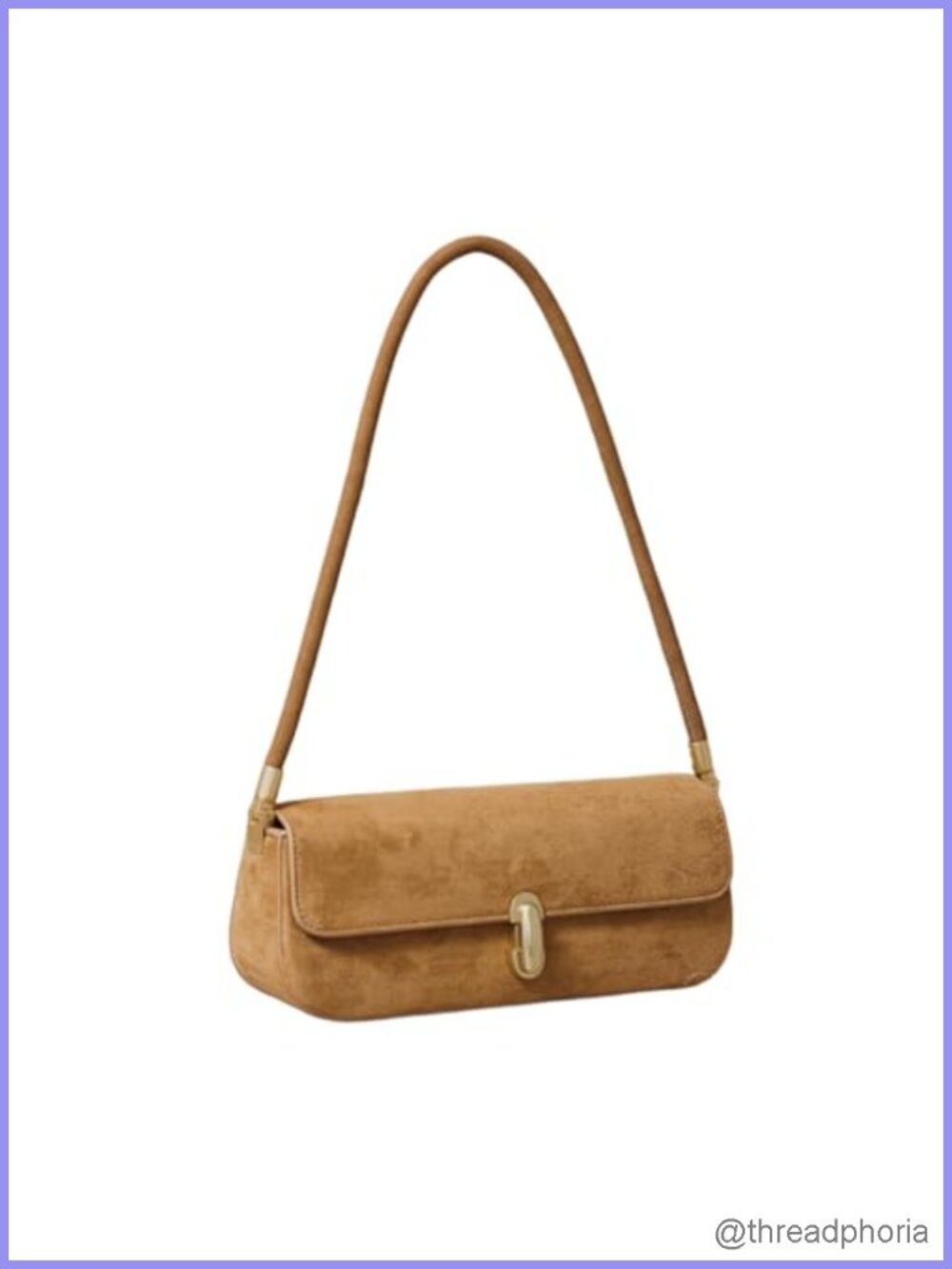 Suede Shoulder Bag with Lock Buckle, Square Shape, Polyurethane